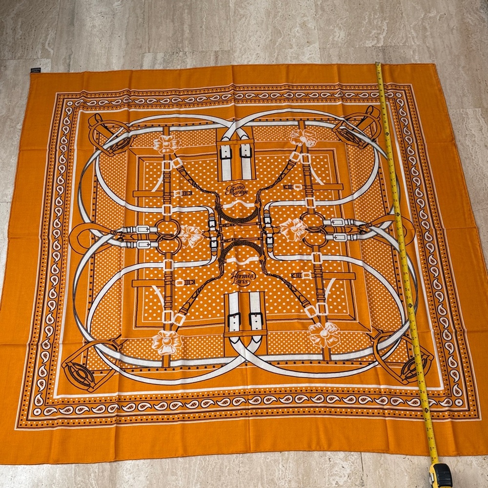 Hermes Orange and White Scarf